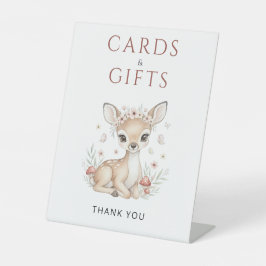 Pink Woodland Deer Girl Cards & Gifts Baby Shower 台座サイン