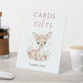 Pink Woodland Deer Girl Cards & Gifts Baby Shower 台座サイン (インサイチュ)