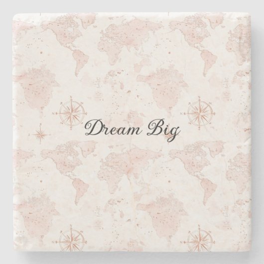 Pink World Map ストーンコースター (正面)