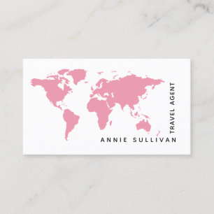 Pink World Map Travel Agent (on whiteオプション) 名刺