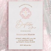 pink wreath Baptism  箔招待状