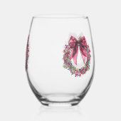Pink Wreath Christmas Wine Glass Set ステムなしワイングラス (裏面)