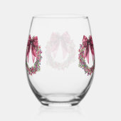 Pink Wreath Christmas Wine Glass Set ステムなしワイングラス (右)
