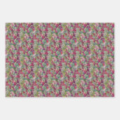 Pink Wreath Christmas Wrapping Paper Set of 3 ラッピングペーパーシート (正面3)