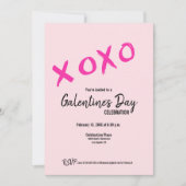 Pink XOXO Cute Galentine's Day Party 招待状 (正面)