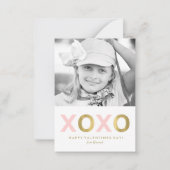 Pink XOXO Kids Classroomフォトバレンタイン ノートカード (正面)