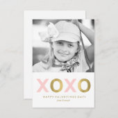 Pink XOXO Kids Classroom Photo Valentines（Pink XOX 招待状 (正面/裏面)