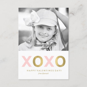Pink XOXO Kids Classroom Photo Valentines(Pink XOX 招待状