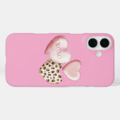 Pink XOXO Leopardプリントハート Case-Mate iPhoneケース (裏面 (横))