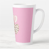 Pink XOXO Leopard Print Hearts カフェラテマグ (右)