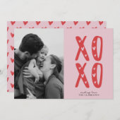 Pink XOXO Modern Valentine’s Day Photo Card 招待状 (正面/裏面)