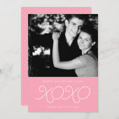 Pink XOXO Valentine's Dayフォトカード シーズンカード (正面/裏面)