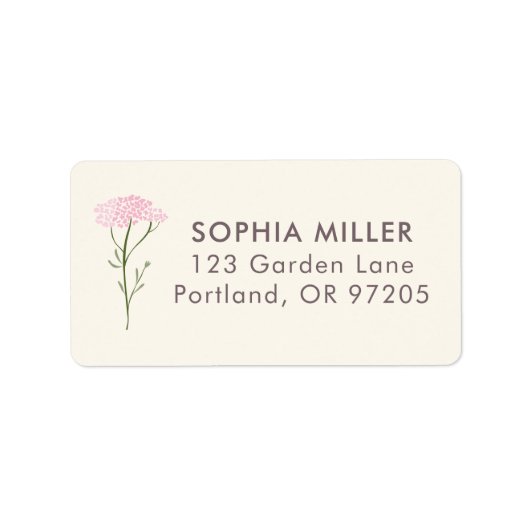 Pink Yarrow Botanical Personalized ラベル (正面)