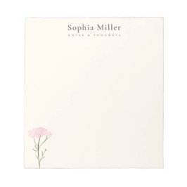 Pink Yarrow Wildflower Personalized Botanical ノートパッド