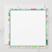 Pink Yellow and Teal Spring Floral Monogram ノートカード (裏面)