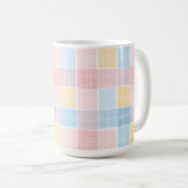 PINK YELLOW BLUE EASTER PLAID PATTERN コーヒーマグカップ (正面右)