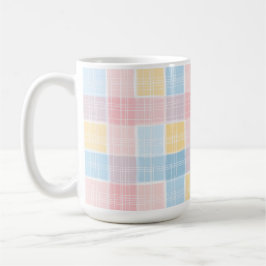 PINK YELLOW BLUE EASTER PLAID PATTERN コーヒーマグカップ