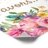 Pink Yellow Blue Floral Gold Baby Shower Favors ポスター (角)