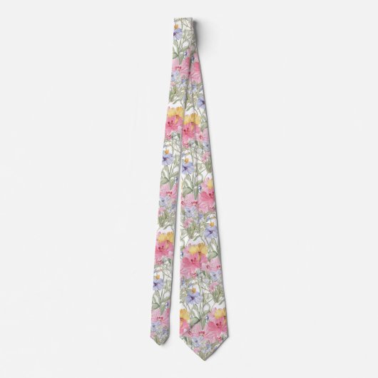 pink yellow blue flowers ネクタイ (裏面)