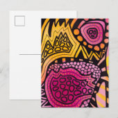 Pink Yellow Boho Abstract Postcard ポストカード (正面/裏面)