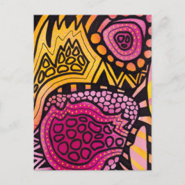 Pink Yellow Boho Abstract Postcard ポストカード