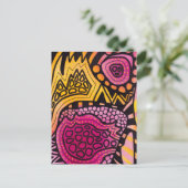 Pink Yellow Boho Abstract Postcard ポストカード (スタンド正面)