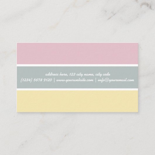 Pink yellow cute minimal feminine babysitting card 名刺 (裏面)