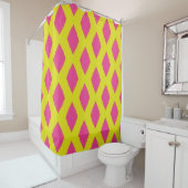 Pink & Yellow Diamond Pattern Shower Curtain シャワーカーテン (インサイチュ)
