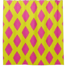 Pink & Yellow Diamond Pattern Shower Curtain シャワーカーテン