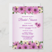 Pink Yellow Floral Rustic Bridal Shower Party 招待状 (正面)