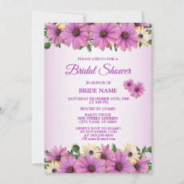 Pink Yellow Floral Rustic Bridal Shower Party 招待状