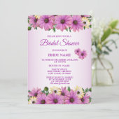 Pink Yellow Floral Rustic Bridal Shower Party 招待状 (スタンド正面)