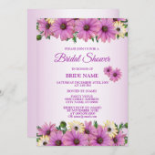 Pink Yellow Floral Rustic Bridal Shower Party 招待状 (正面/裏面)