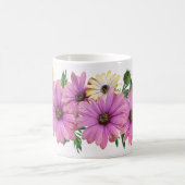 Pink Yellow Floral Rustic Elegant Wedding コーヒーマグカップ (中央)