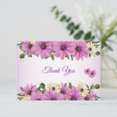 Pink Yellow Floral Rustic Elegant Wedding サンキューカード (スタンド正面)