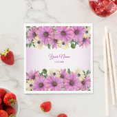 Pink Yellow Floral Rustic Elegant Wedding Party スタンダードランチョンナプキン (インサイチュ)