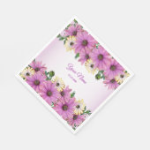 Pink Yellow Floral Rustic Elegant Wedding Party スタンダードランチョンナプキン (角)