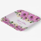 Pink Yellow Floral Rustic Elegant Wedding Party ペーパープレート (傾斜あり)