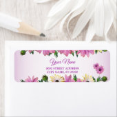 Pink Yellow Floral Rustic Wedding Return Address ラベル (インサイチュ)