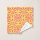 Pink Yellow Flower Seamless Pattern バスタオルセット (ウォッシュタオル)