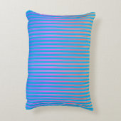 Pink Yellow Flowers, Florals, Blue Stripes アクセントクッション (裏面(縦))