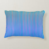 Pink Yellow Flowers, Florals, Blue Stripes アクセントクッション (裏面)