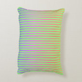 Pink Yellow Flowers, Florals, Green Stripes Round アクセントクッション (裏面(縦))