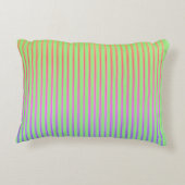 Pink Yellow Flowers, Florals, Green Stripes Round アクセントクッション (裏面)