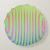 Pink Yellow Flowers, Florals, Green Stripes Round ラウンドクッション (裏面)
