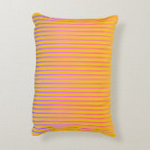 Pink Yellow Flowers, Florals,Yellow Stripes アクセントクッション (裏面(縦))