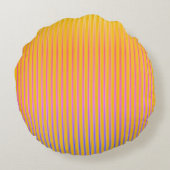 Pink Yellow Flowers, Florals,Yellow Stripes ラウンドクッション (裏面)