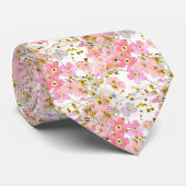 pink yellow flowers simulated confetti foil  ネクタイ (ロール)