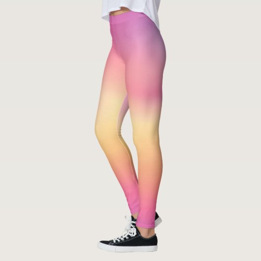 Pink Yellow Gradient Pattern Leggings レギンス (左)