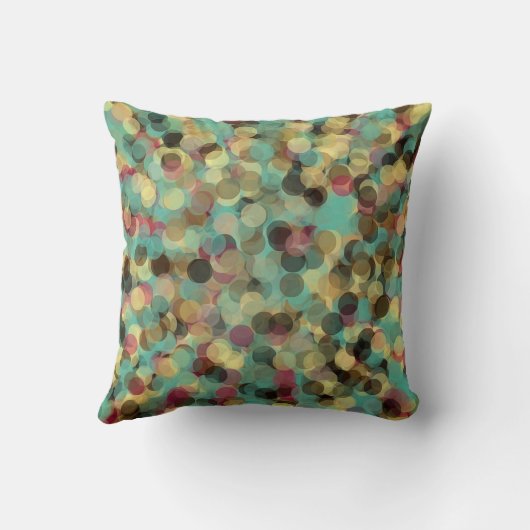 pink yellow green and blue circle pattern abstract クッション (裏面)